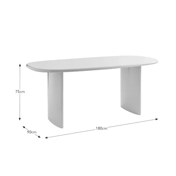 6-Seater Oval Dining Table - Mushroom, High Gloss