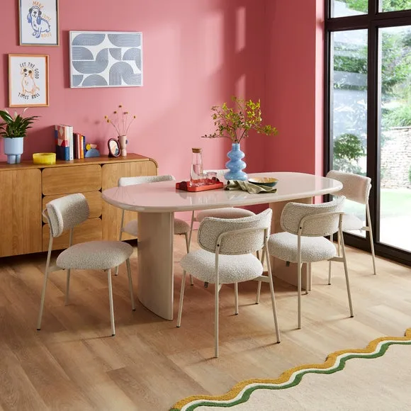 6-Seater Oval Dining Table - Mushroom, High Gloss