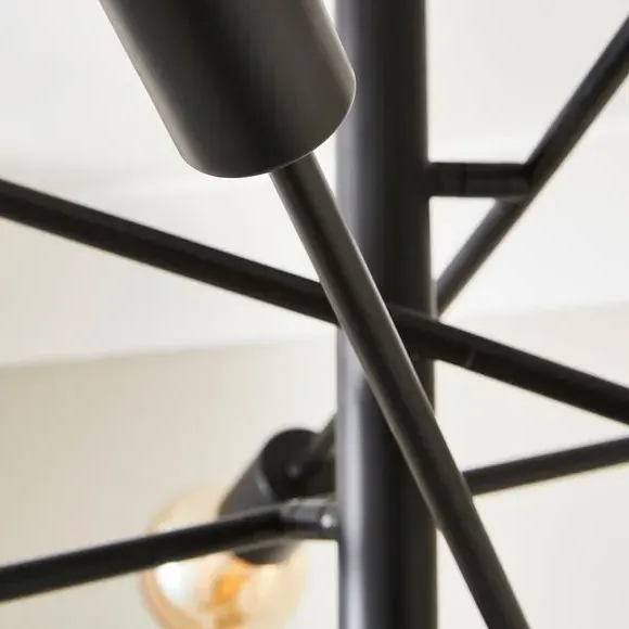 8 Light Semi Flush Ceiling Light - Black