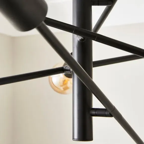 8 Light Semi Flush Ceiling Light - Black