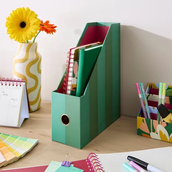 A4 Magazine File with Metal Pull - Green, Stripe image