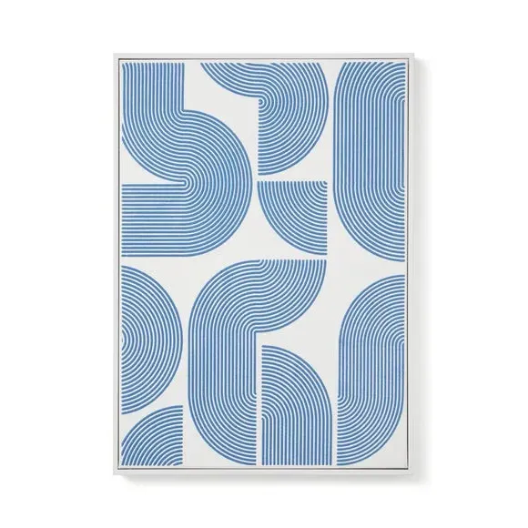 Abstract Framed Canvas - Blue