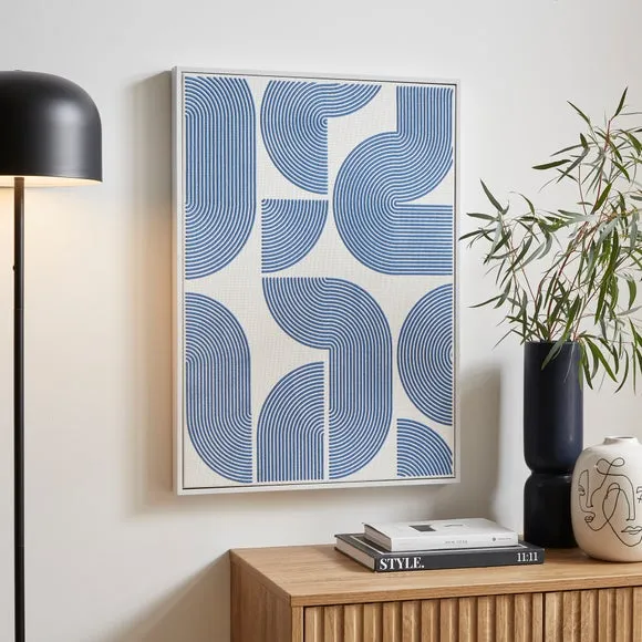 Abstract Framed Canvas - Blue image
