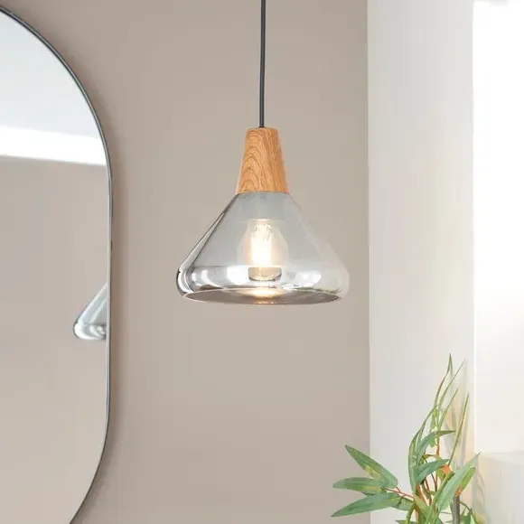 Adjustable Pendant Light - Smoke, Wood Effect image