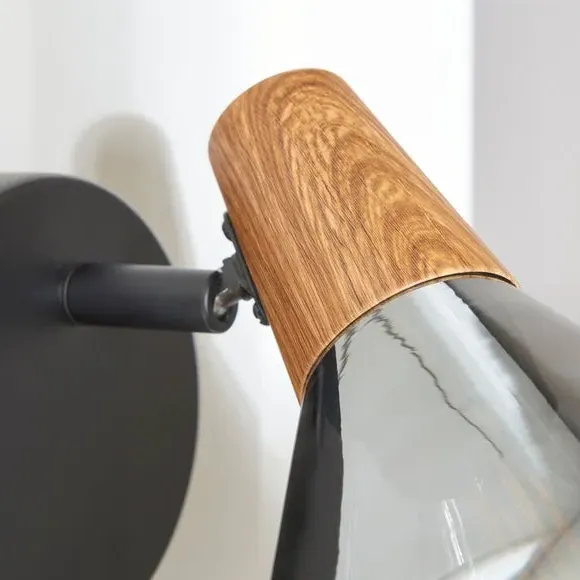 Adjustable Wall Light - Smoke, Wood Effect