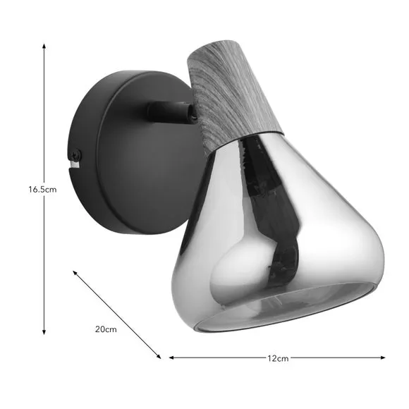 Adjustable Wall Light - Smoke, Wood Effect