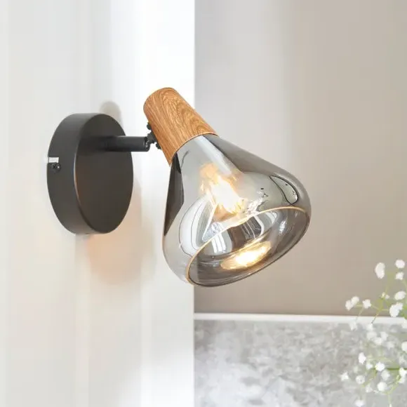 Adjustable Wall Light - Smoke, Wood Effect image