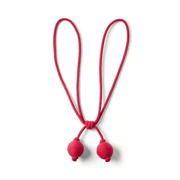 Ball Curtain Tieback with Rope Detail - Magenta