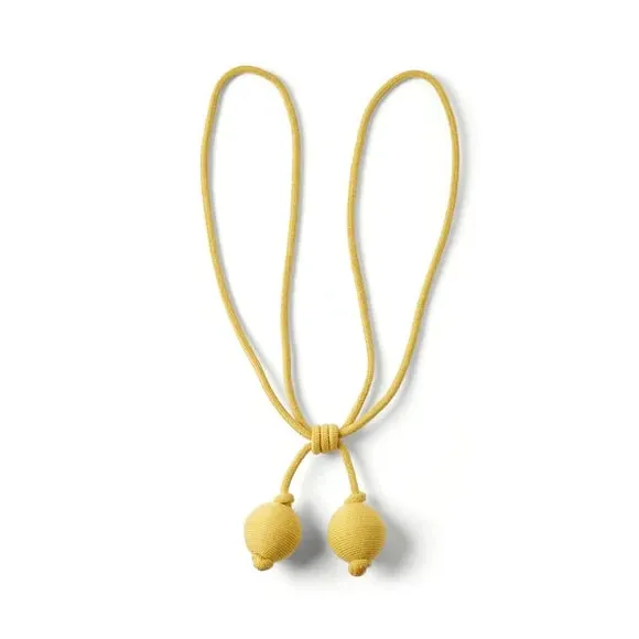 Ball Curtain Tieback with Rope Detail - Yellow