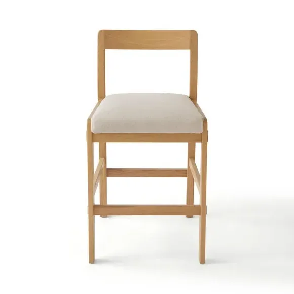 Bar Stool with Cushioned Seat - Light Oak