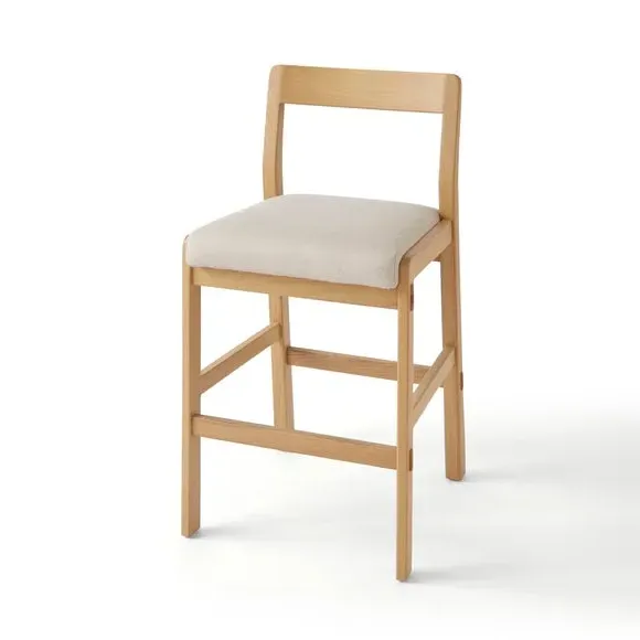 Bar Stool with Cushioned Seat - Light Oak