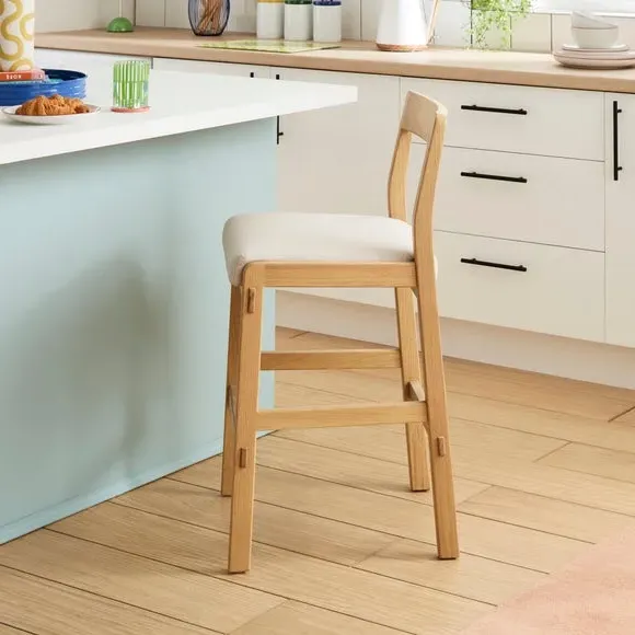 Bar Stool with Cushioned Seat - Light Oak image