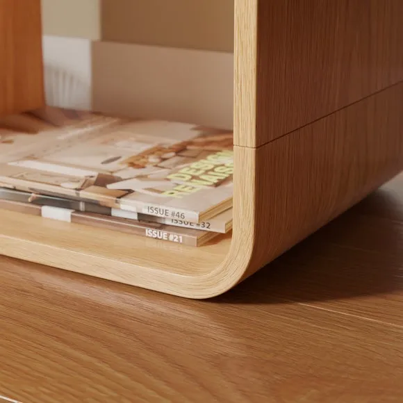 Bent Ply Bookcase with Curved Edges - Oak