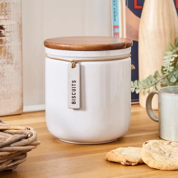 Biscuit Jar with Hang Tag - Cream, Stoneware image