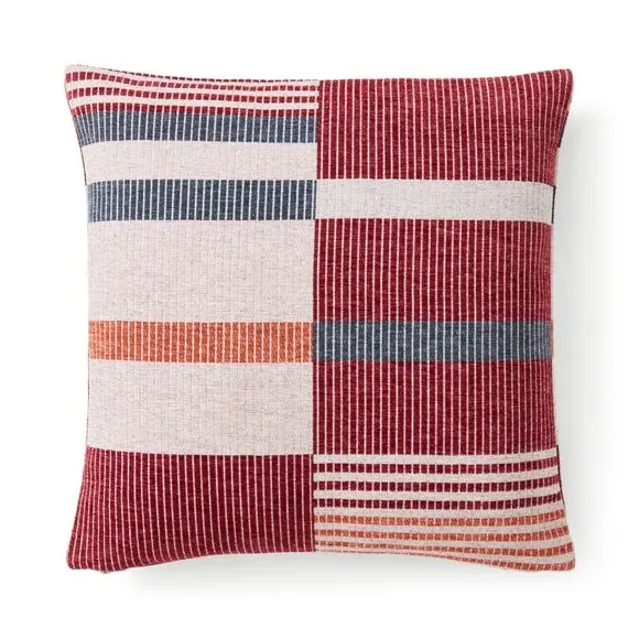 Block Check Cushion - Cardinal Red, Fabric