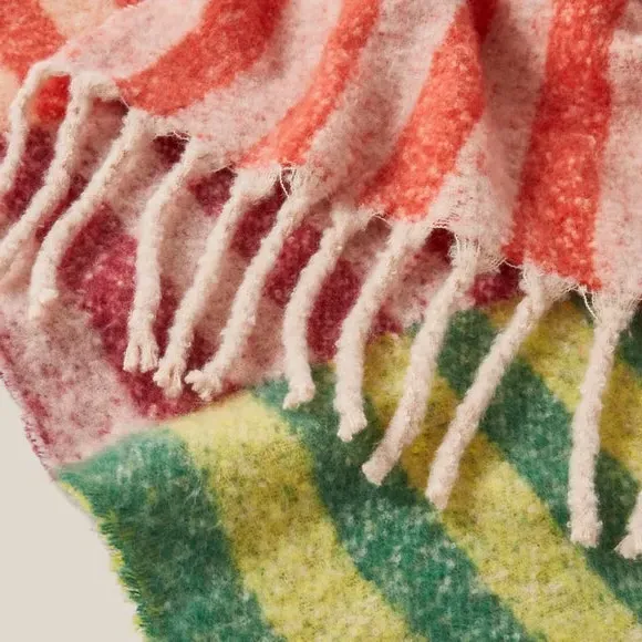 Block Stripe Throw Blanket - Multicolor, Mohair