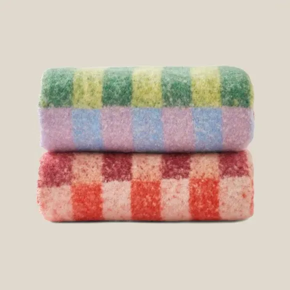 Block Stripe Throw Blanket - Multicolor, Mohair