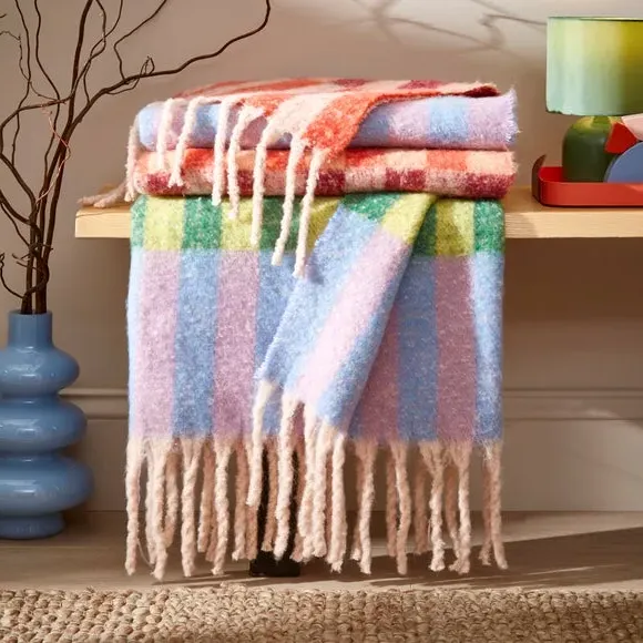 Block Stripe Throw Blanket - Multicolor, Mohair image