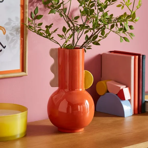 Ceramic Vase Modern Design - Red, Ceramic