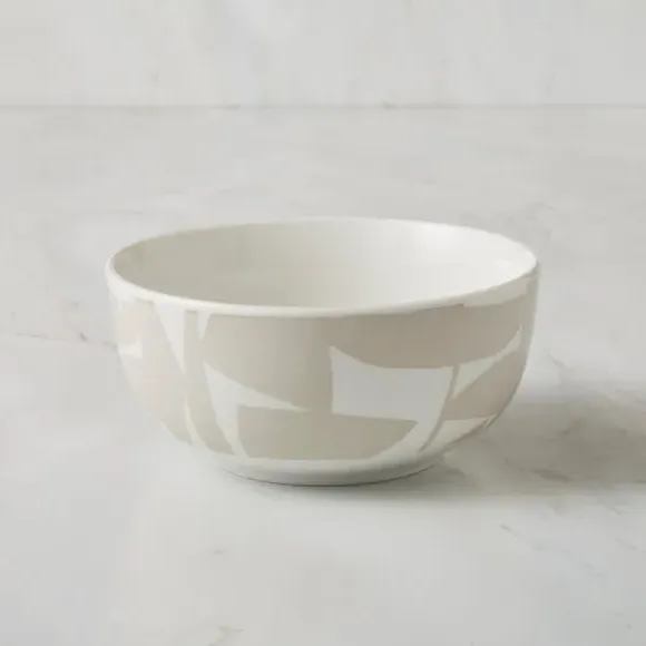 Cereal Bowl Abstract Design - Natural, Porcelain image