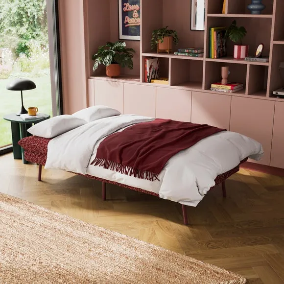 Clic Clac Sofa Bed with Storage - Burgundy, Sherpa