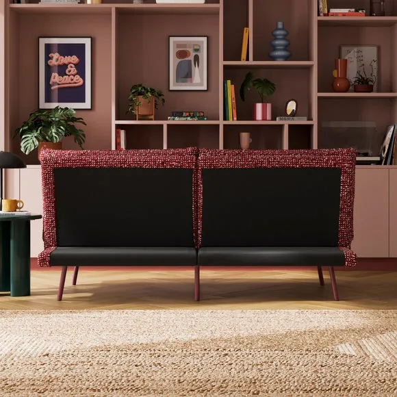 Clic Clac Sofa Bed with Storage - Burgundy, Sherpa