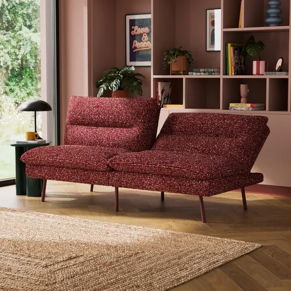 Clic Clac Sofa Bed with Storage - Burgundy, Sherpa