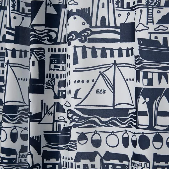 Coastal Boats Shower Curtain - Blue, Polyester