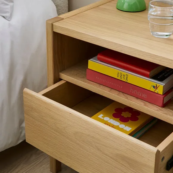 Compact Bedside Table with Drawers - Oak