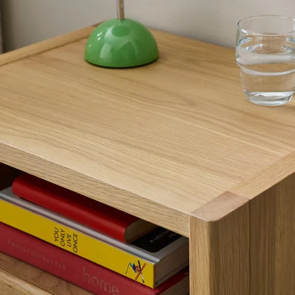 Compact Bedside Table with Drawers - Oak