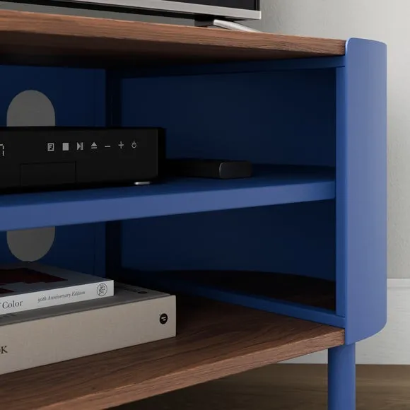 Compact Corner TV Unit with Storage - Blue, Metal
