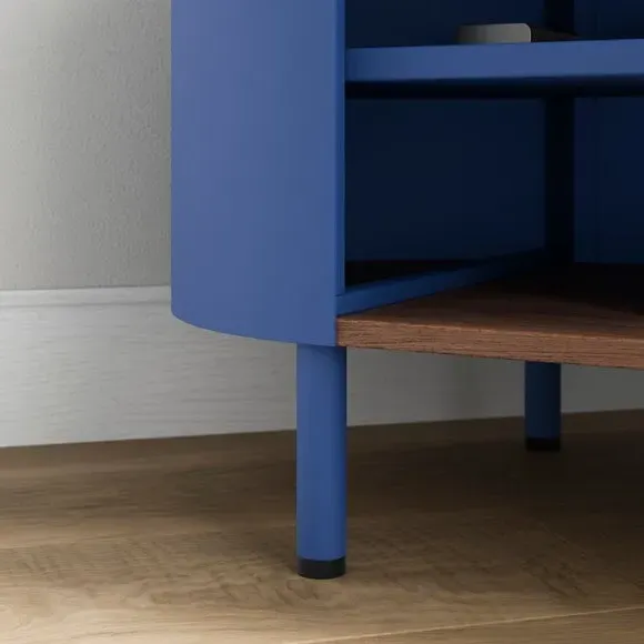 Compact Corner TV Unit with Storage - Blue, Metal