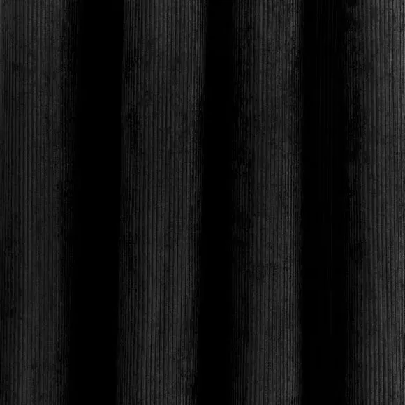 Cord Eyelet Curtains - Black, Polyester