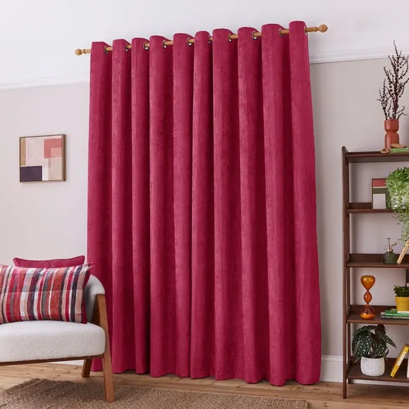 Cord Eyelet Curtains - Magenta, Polyester