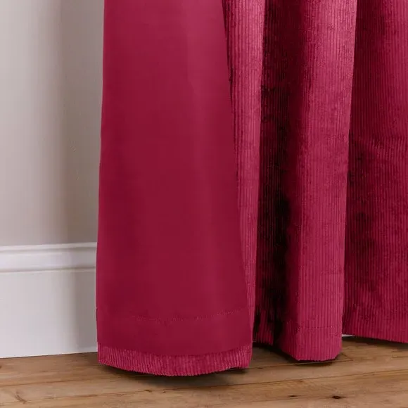 Cord Eyelet Curtains - Magenta, Polyester