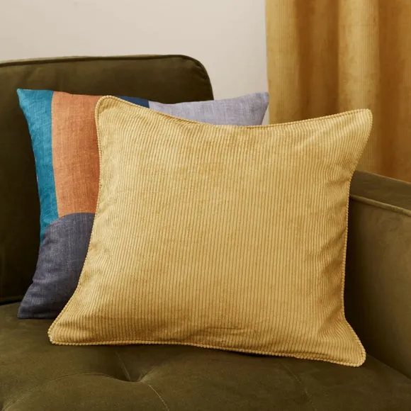 Cord Eyelet Curtains - Ochre, Polyester