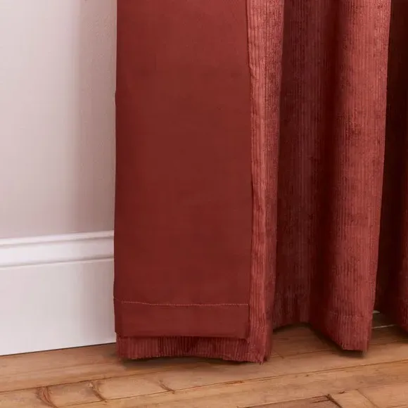 Cord Eyelet Curtains - Orange, Polyester
