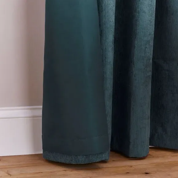 Cord Eyelet Curtains - Peacock, Polyester
