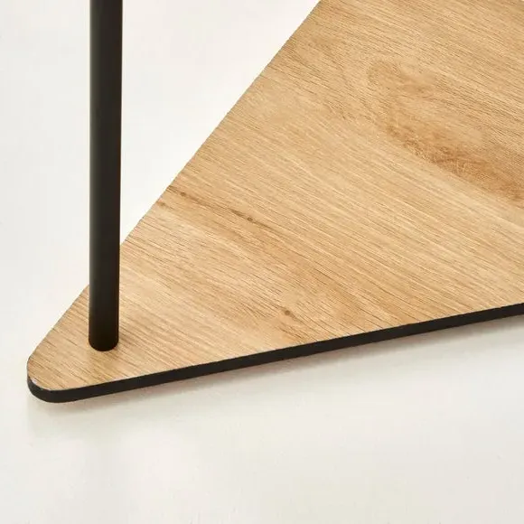 Corner Shelved Floor Lamp - Light Wood, Black