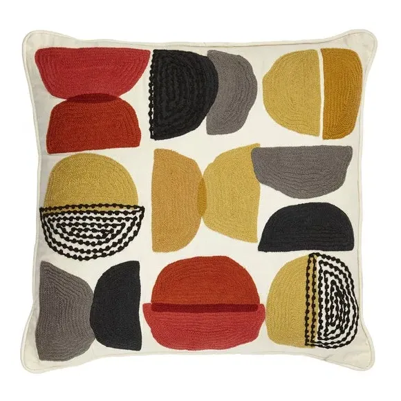 Crewel Embroidered Cushion - Multicolor, Cotton image