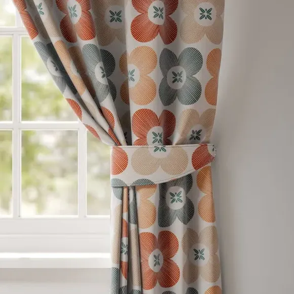 Curtain Tieback with Daisy Motif - Pacific, Cotton