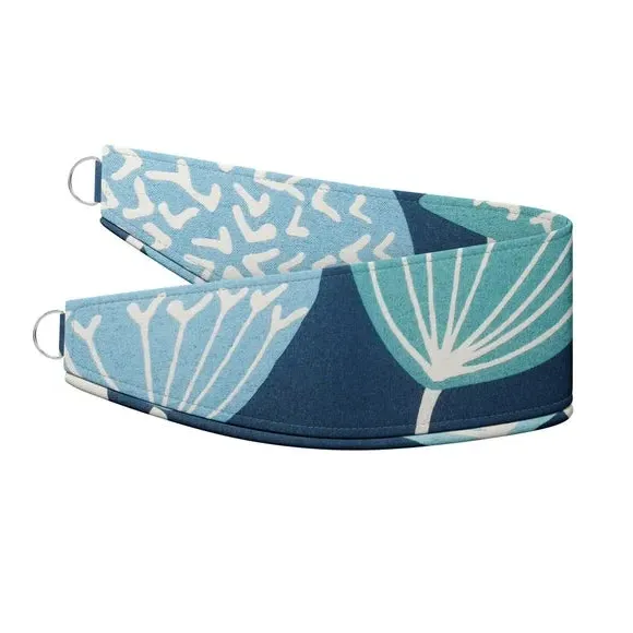 Curtain Tieback with Geometric Pattern - Blue