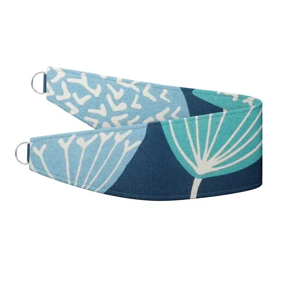 Curtain Tieback with Geometric Pattern - Blue
