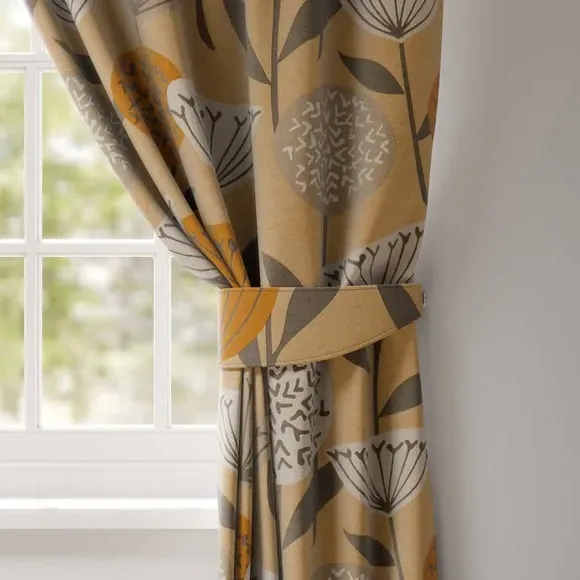 Curtain Tieback with Geometric Pattern - Honey