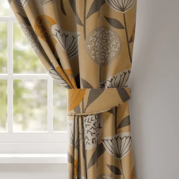 Curtain Tieback with Geometric Pattern - Honey