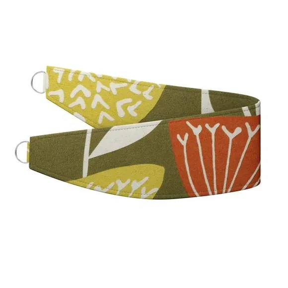 Curtain Tieback with Geometric Pattern - Olive