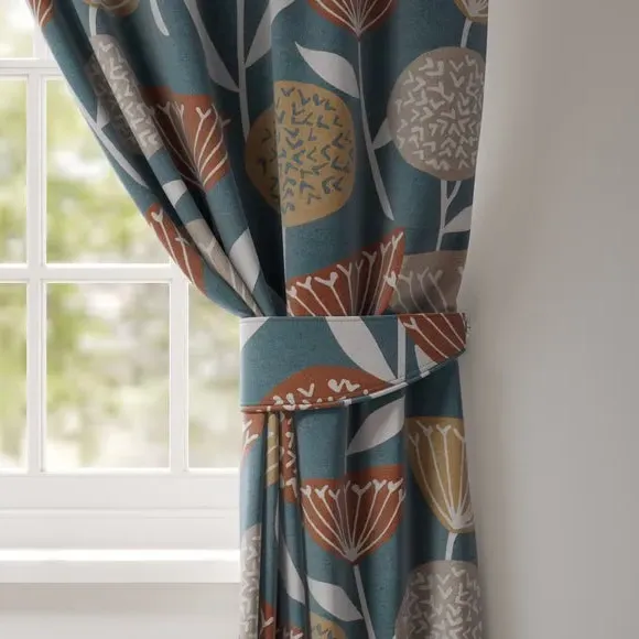 Curtain Tieback with Geometric Pattern - Pacific
