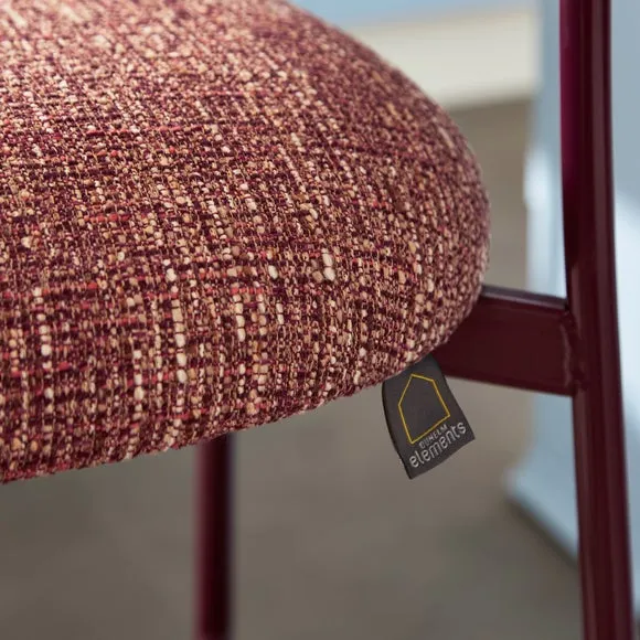 Curved Barstool with Upholstery - Burgundy, Boucle