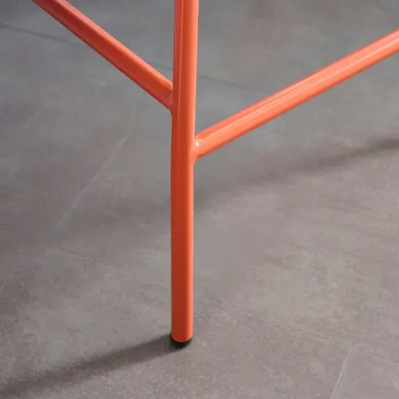 Curved Barstool with Upholstery - Orange, Boucle