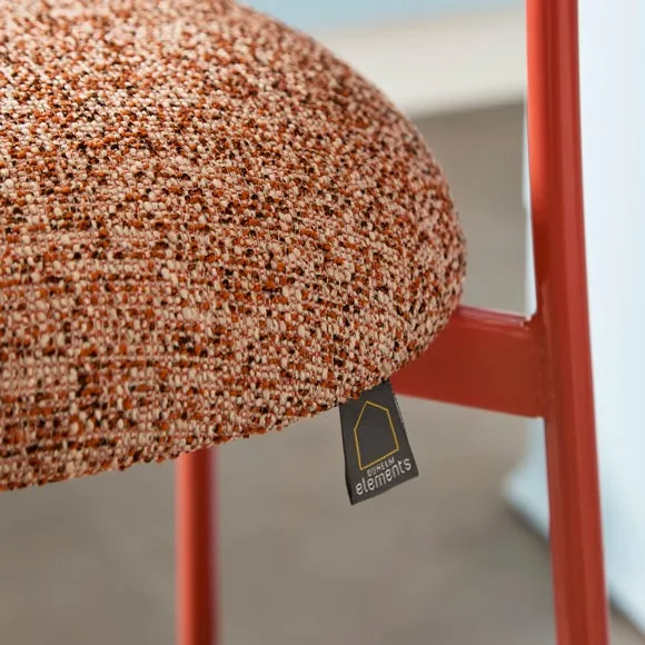 Curved Barstool with Upholstery - Orange, Boucle